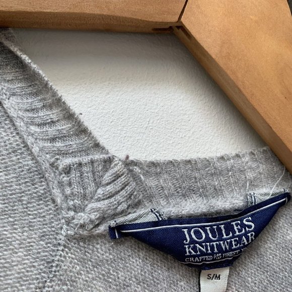 Joules Patti Cape Open Cardigan Size S/M Wool Blend Grey White Cloak Pockets - Picture 8 of 12